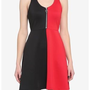 Hot topic red and black split skater dress